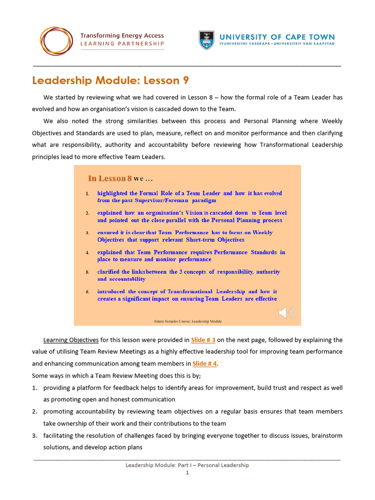 FF+Leadership+Module+Lesson+9+Reading (1) | PDF | Leadership | Empowerment