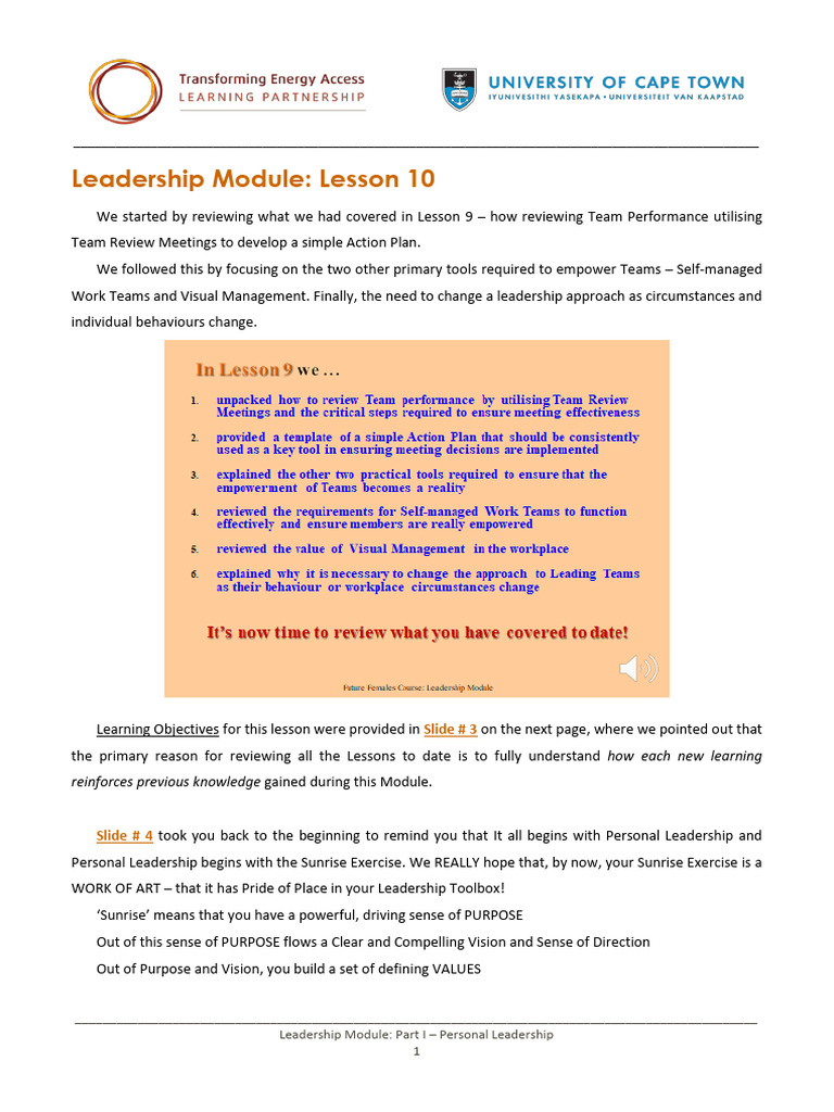 FF+Leadership+Module+Lesson+10+Reading (1) | PDF | Leadership ...