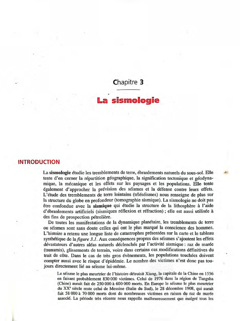 Introduction à la sismologie | PDF | Sismologie | Tremblements de terre