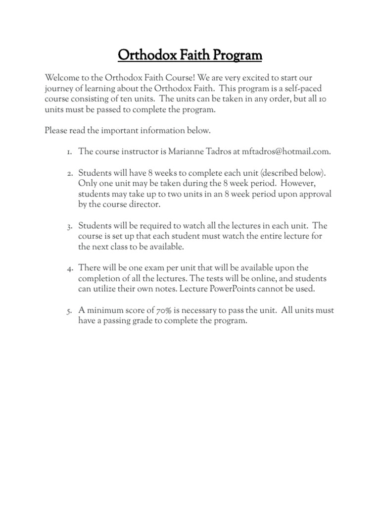 Orthodox Faith Class Course and Syllabus | PDF | Sacraments | Nevi'im