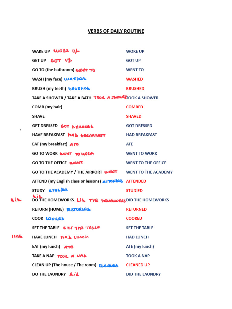 Verbs of Daily Routine | PDF