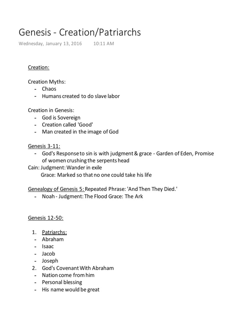 Genesis - CreationPatriarchs | PDF