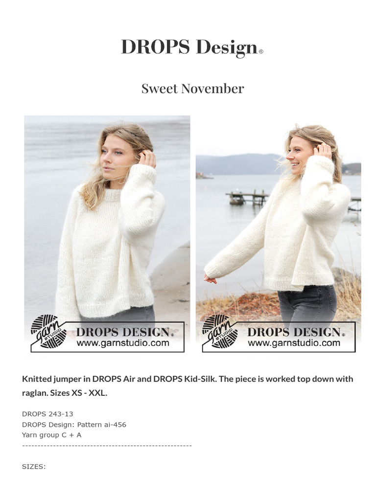 Sweet November Jumper Pattern | PDF | Knitting | Knitting Needle