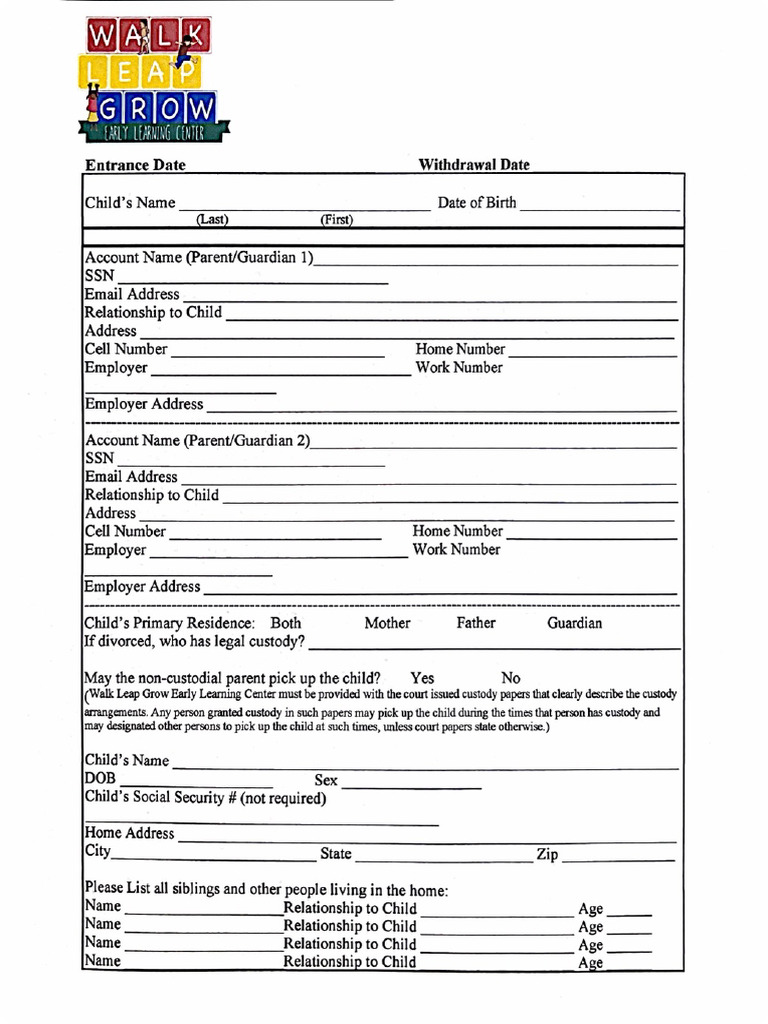 Childcare Application PDF