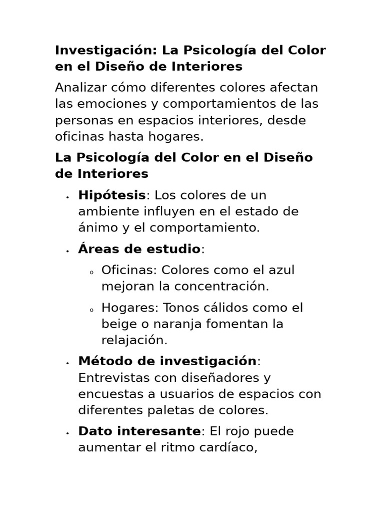 La Psicología Del Color en El Diseño de Interiores | PDF