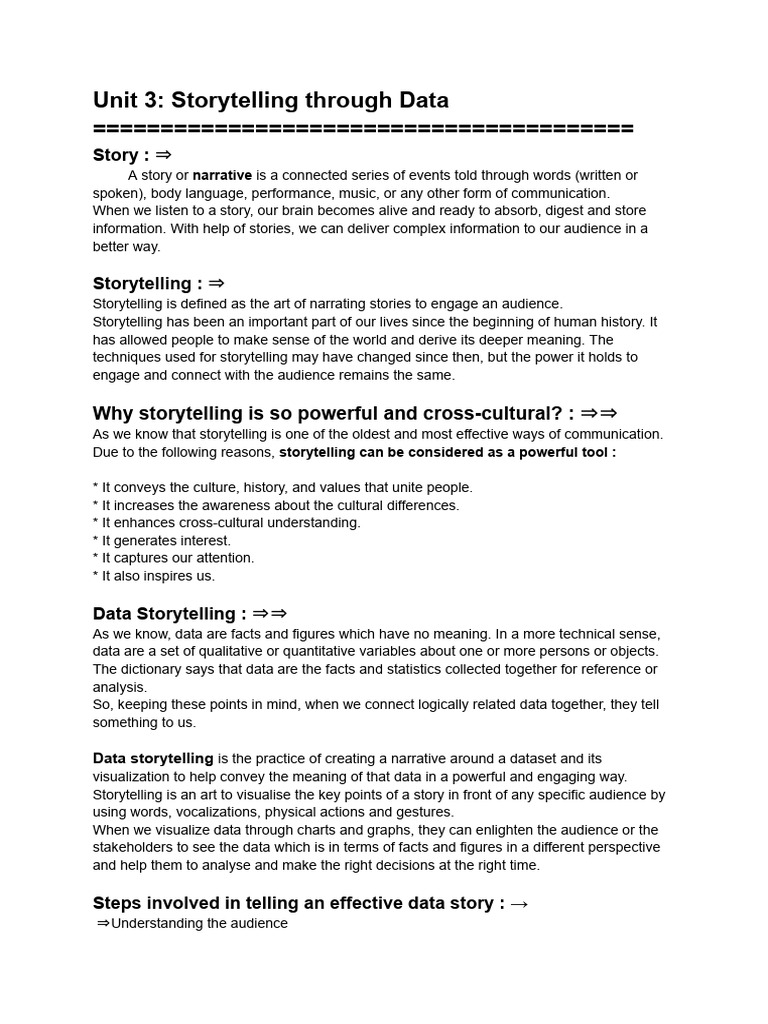 Unit 3 Storytelling PDF Storytelling Narrative