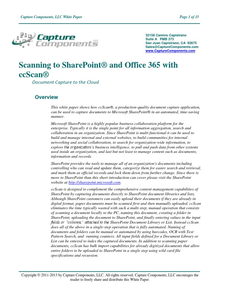 Scan To Microsoft Sharepoint And Office 365 With Ccscan Share Point Image Scanner