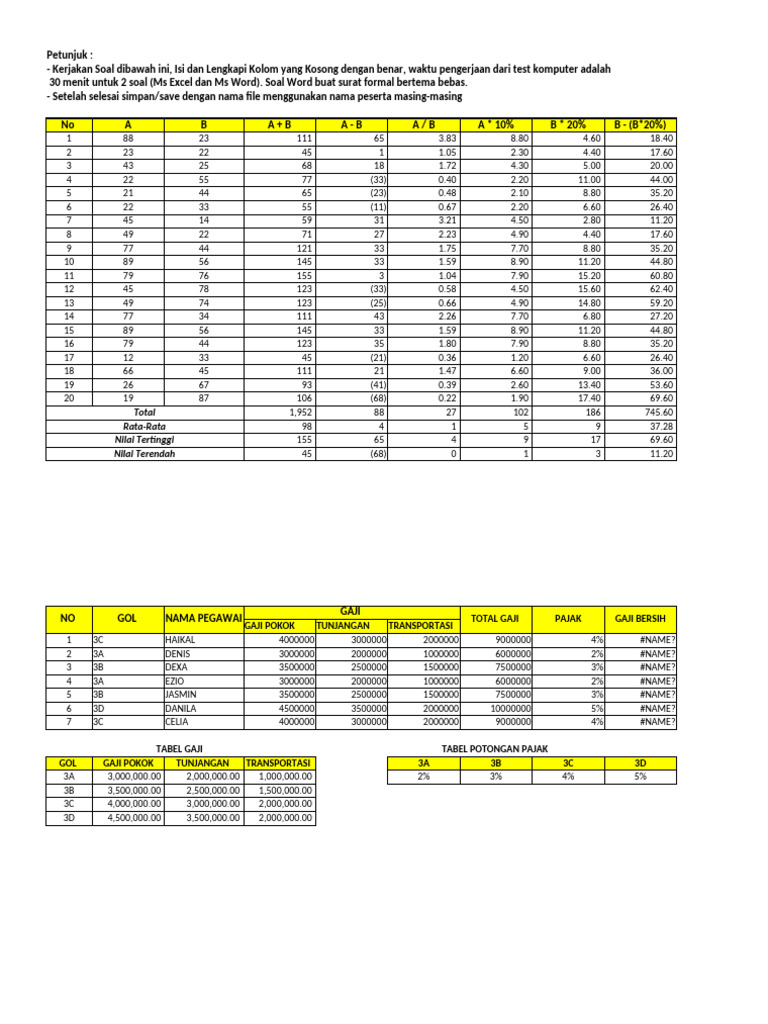 Soal Test Excel Salinan Pdf