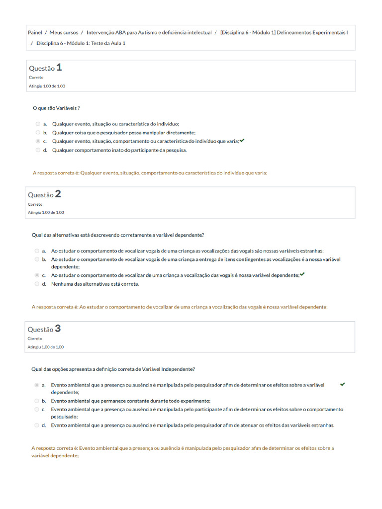 Disciplina 6 - Módulo 1 - Teste Da Aula 1 | PDF