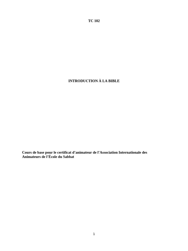 Introduction au Cours de Bible pour Animateurs | PDF | Livres des Rois ...