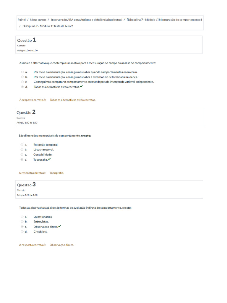 Disciplina 7 - Módulo 1 - Teste Da Aula 2 | PDF