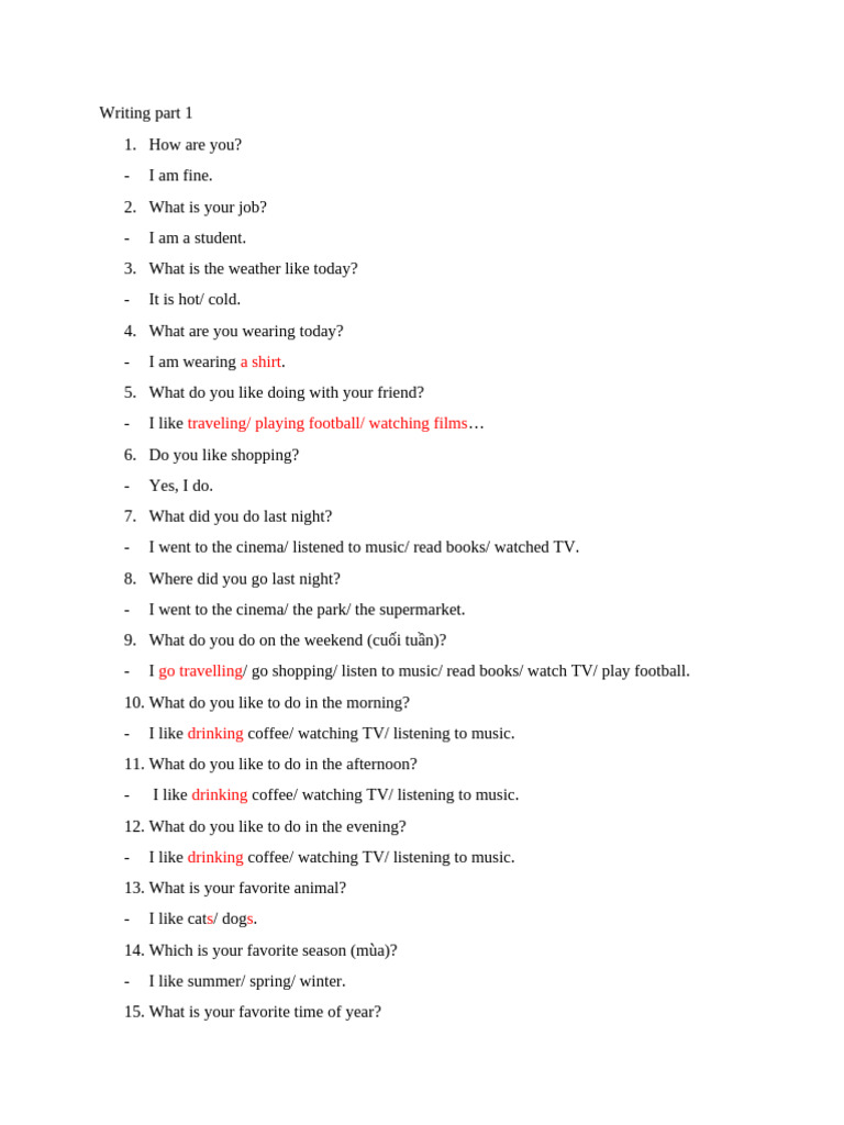Common English Questions and Answers | PDF