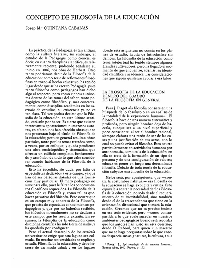Concepto de Filosofia de La Educacion Joseph Quintana | PDF