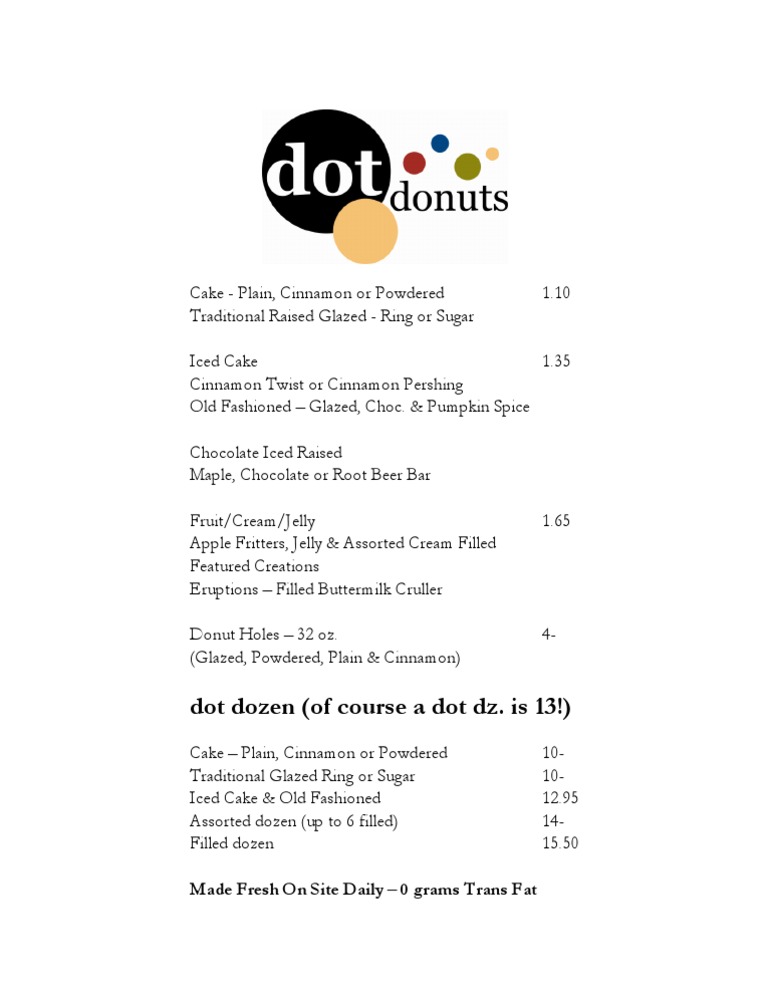 Freshly Made Donuts and Cakes Menu | PDF