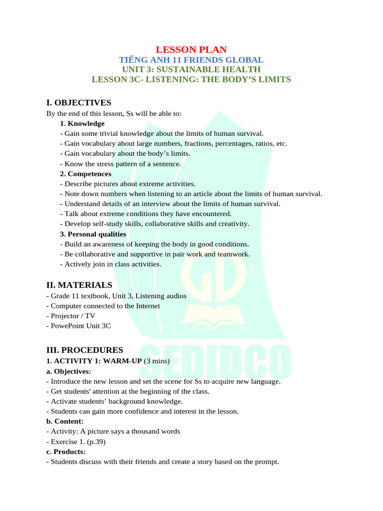 Lesson plan 3C | PDF | Vocabulary | Human Communication