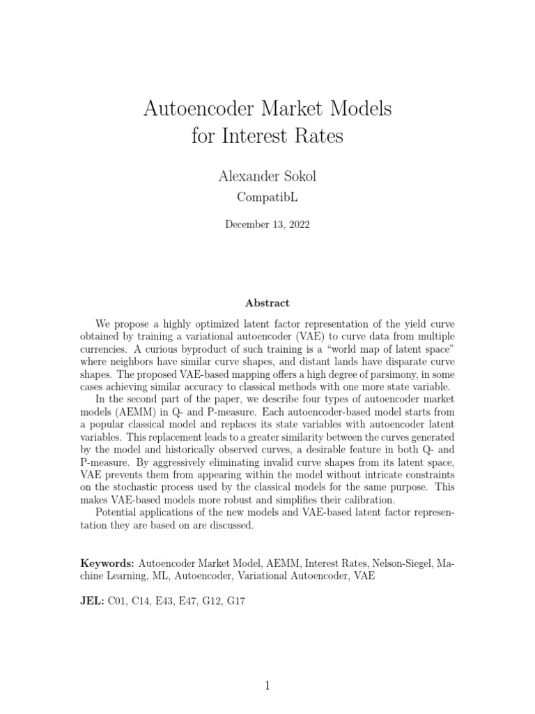 Autoencoder Models for Interest Rates | PDF | Applied Mathematics
