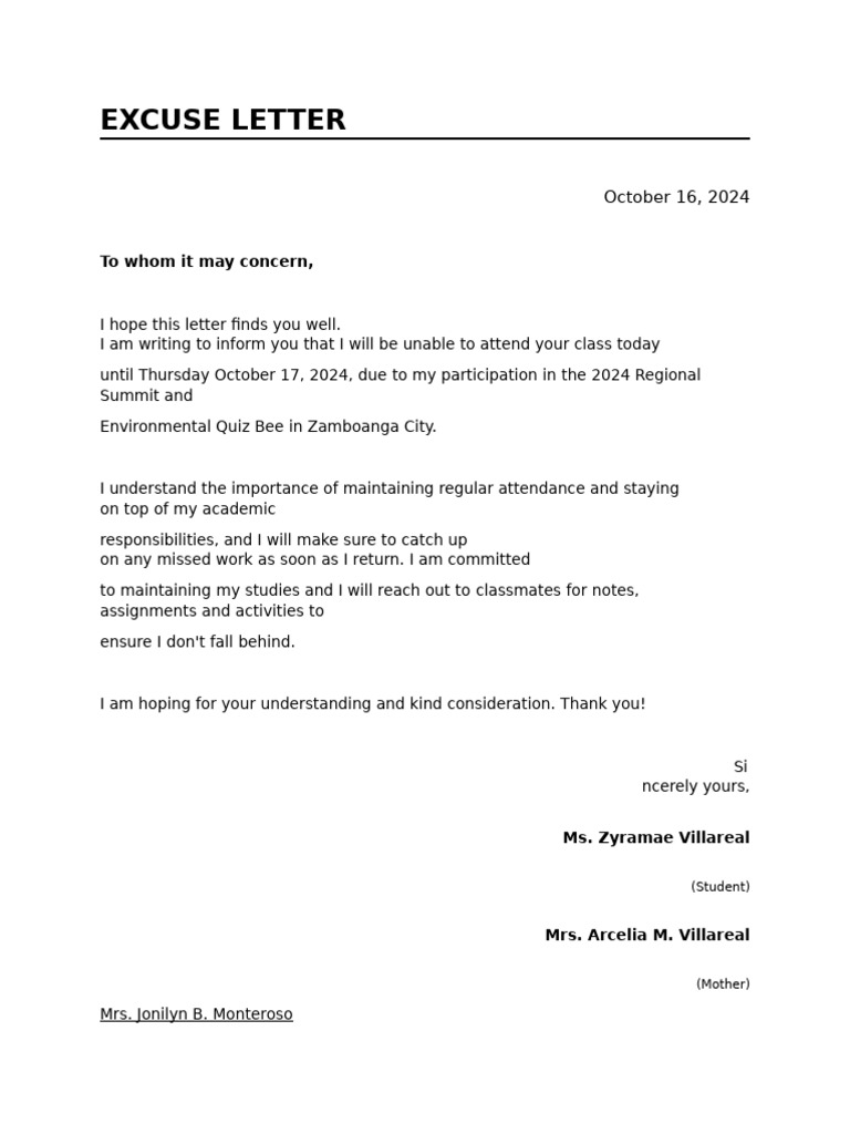 EXCUSE_LETTER | PDF