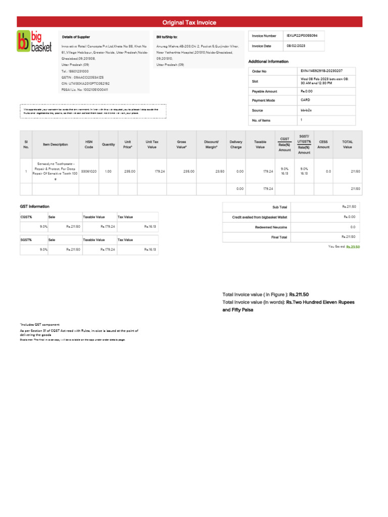 Invoice From BB 1145929118 | PDF | Invoice | Taxation