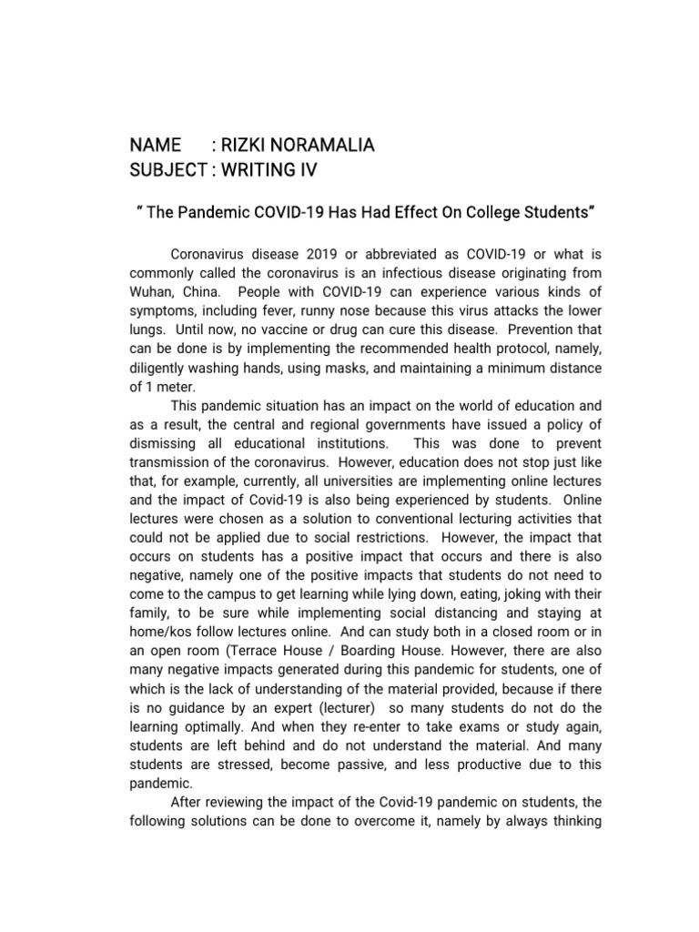 Impact of COVID-19 on College Students | PDF