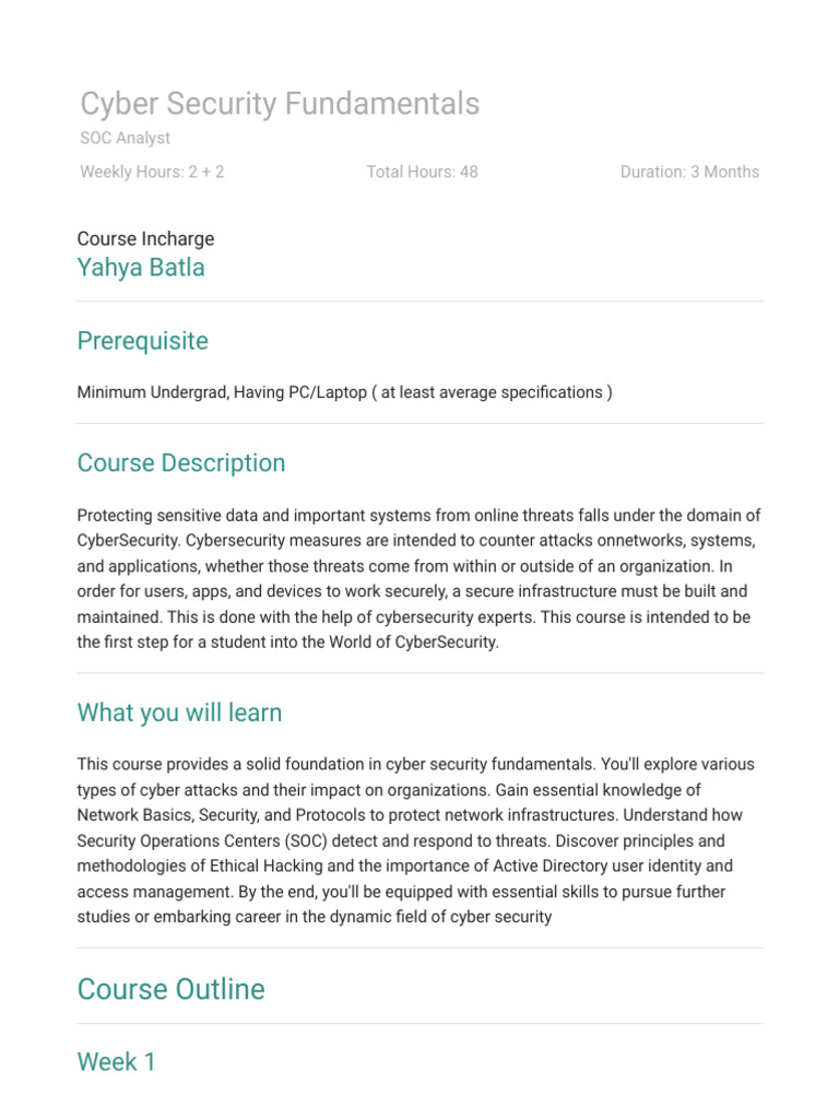 Bano Qabil - Cyber Security Fundamentals | PDF | Security | Computer ...