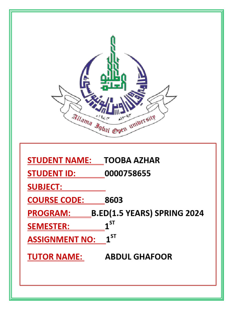 B.Ed Curriculum Development Assignment 8603 | PDF | Educational ...