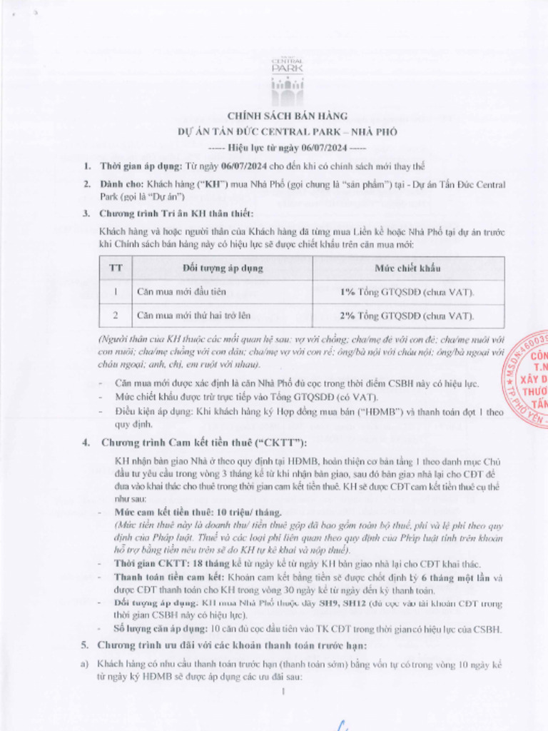 Tan Duc Central Park - CSBH - SH - Ban Hành | PDF