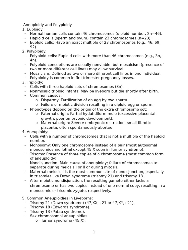 Aneuploidy and Polyploidy | PDF | Ploidy | Hypothyroidism