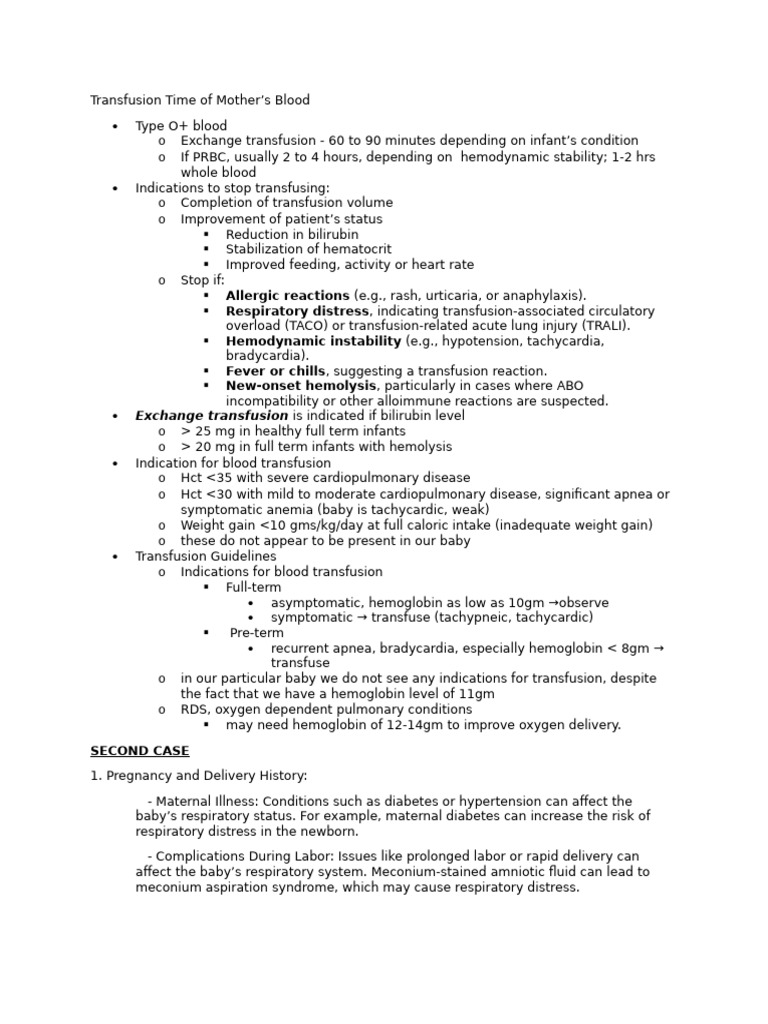 Transfusion Time of Mother | PDF | Blood Transfusion | Hematology