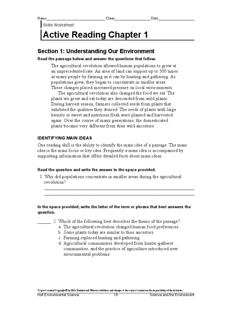 Worksheets Holt Environmental Science Worksheets collection of holt environmental science worksheets cockpito agriculture handout hunter gatherer mcdougal science