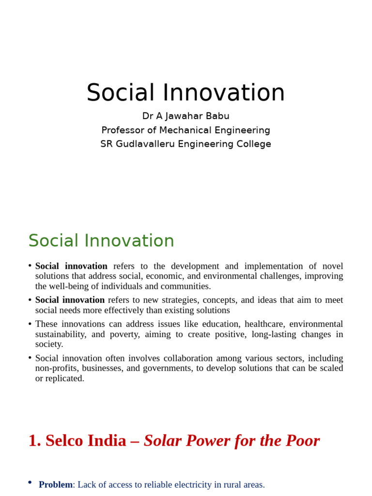 Social Innovation | PDF | Innovation | Design Thinking