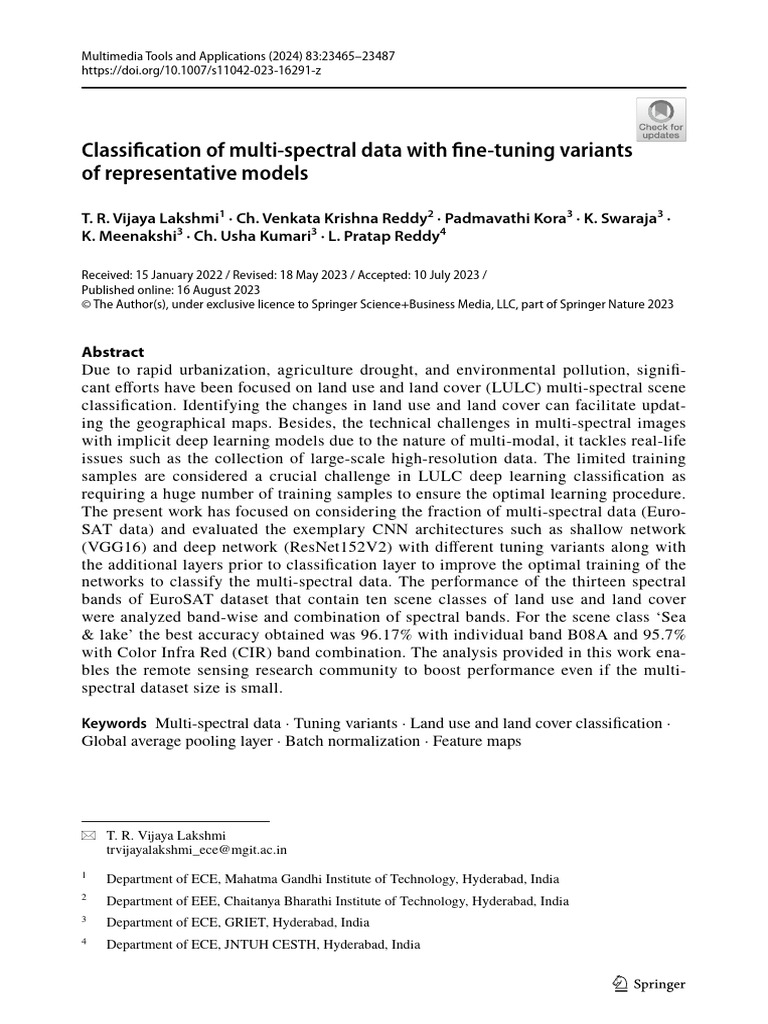 Classification of Multi-Spectral Data With Fine-Tuning Variants of ...