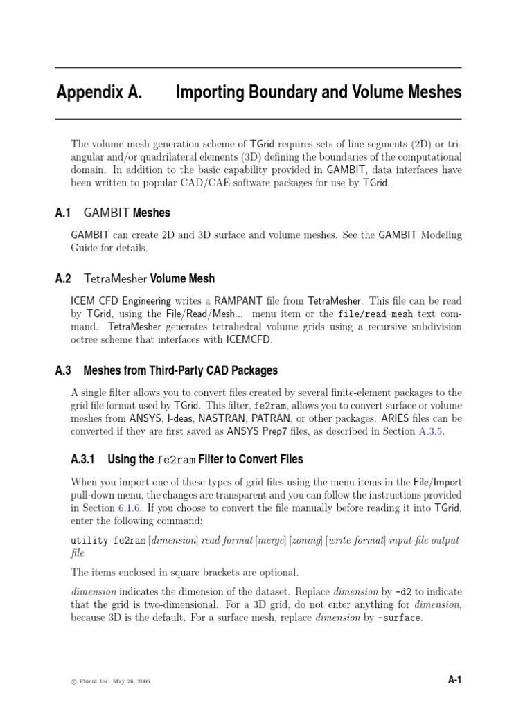 Importing Meshes for TGrid Usage | PDF | Computer Aided Design