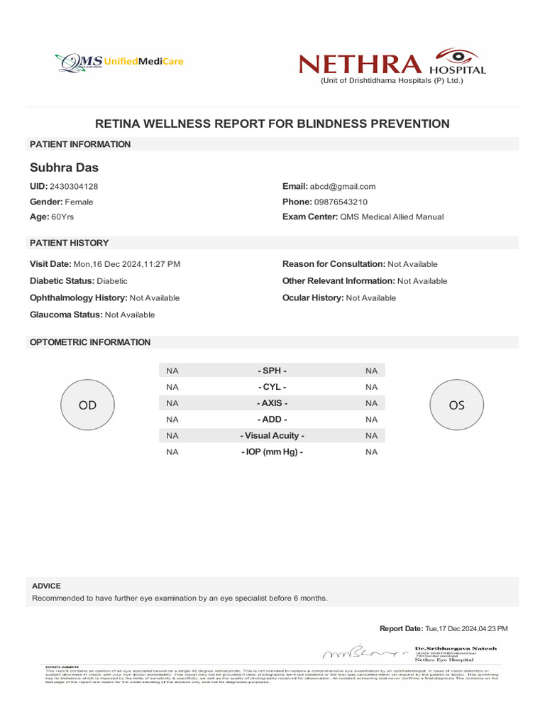 Retinareport | PDF | Human Eye | Diseases And Disorders