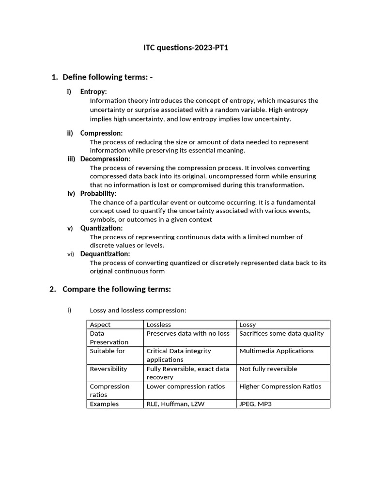 PT1 Itc QB | PDF | Data Compression | Rgb Color Model