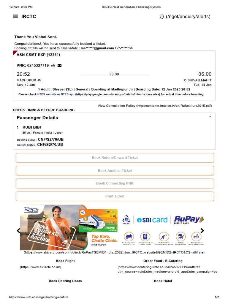 IRCTC Next Generation Eticketing System | PDF | Economy Of India ...