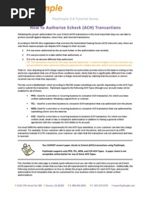 How to Authorize ACH