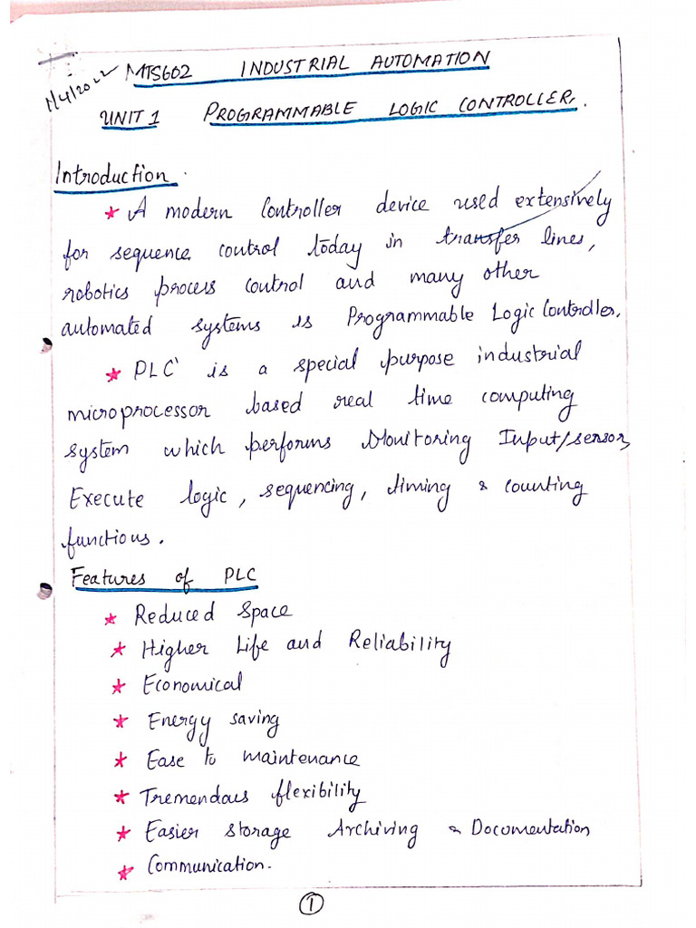 Unit 1 MT8602 Industrial Automation | PDF