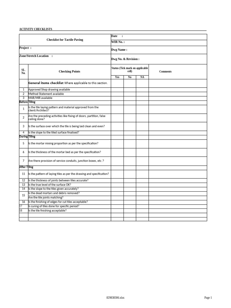 Tactile Paving Checklist Guide | PDF | Tile