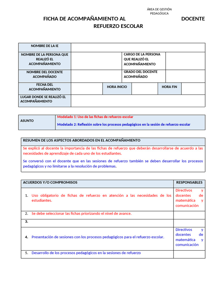 Ficha de Acompañamiento Docente | PDF | Aprendizaje | Modificación de ...