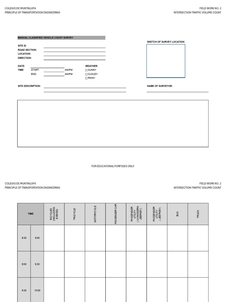 FIELD WORK | PDF | Transport | Land Vehicles