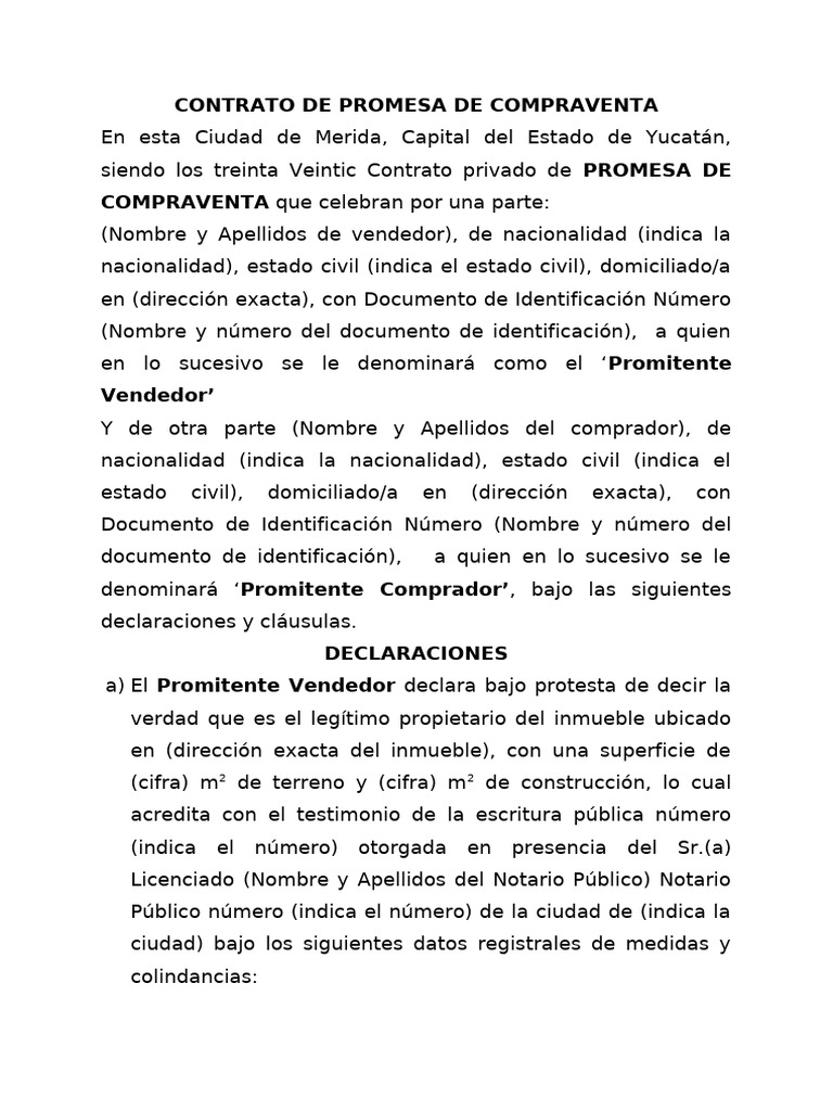 Contrato de Promesa de Compraventa | PDF | Ley común