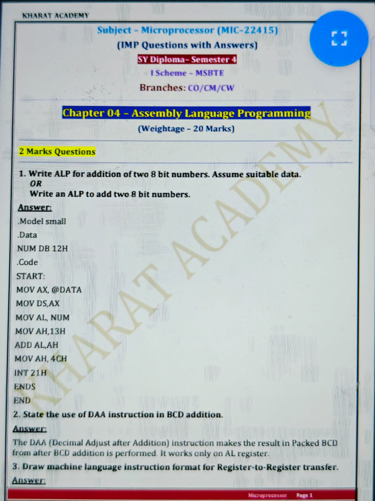 Mic 4 Chapter | PDF | Binary Coded Decimal | Arithmetic
