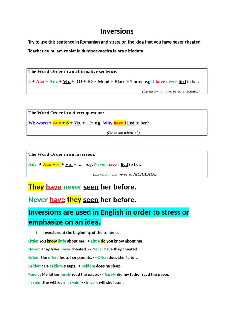 Inversions in short-1 | PDF | Verb | Language Families