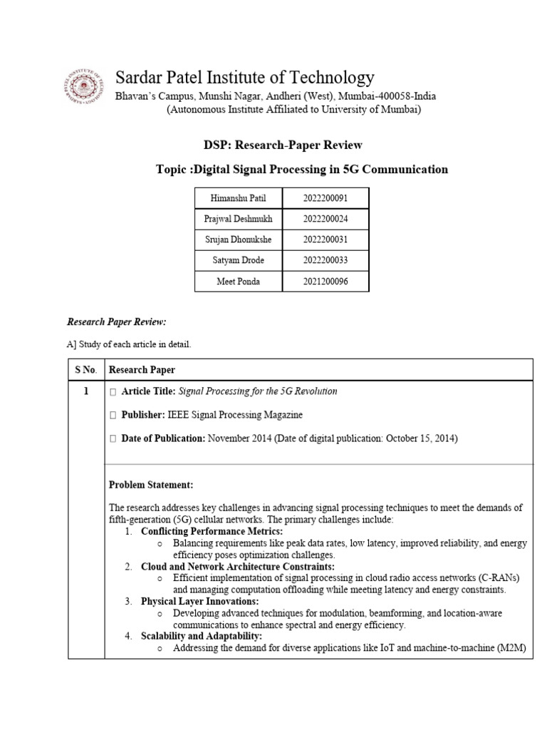 Research Paper Review - 1 | PDF | Mimo | Computer Network