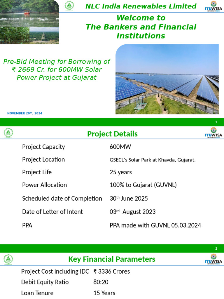 600 MW Solar Power Project PPT DCB 20112024 | PDF | Loans | Interest