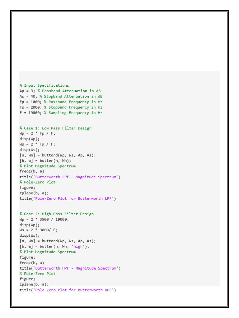 Digital Butterworth Filter Code | PDF | Computer Engineering ...