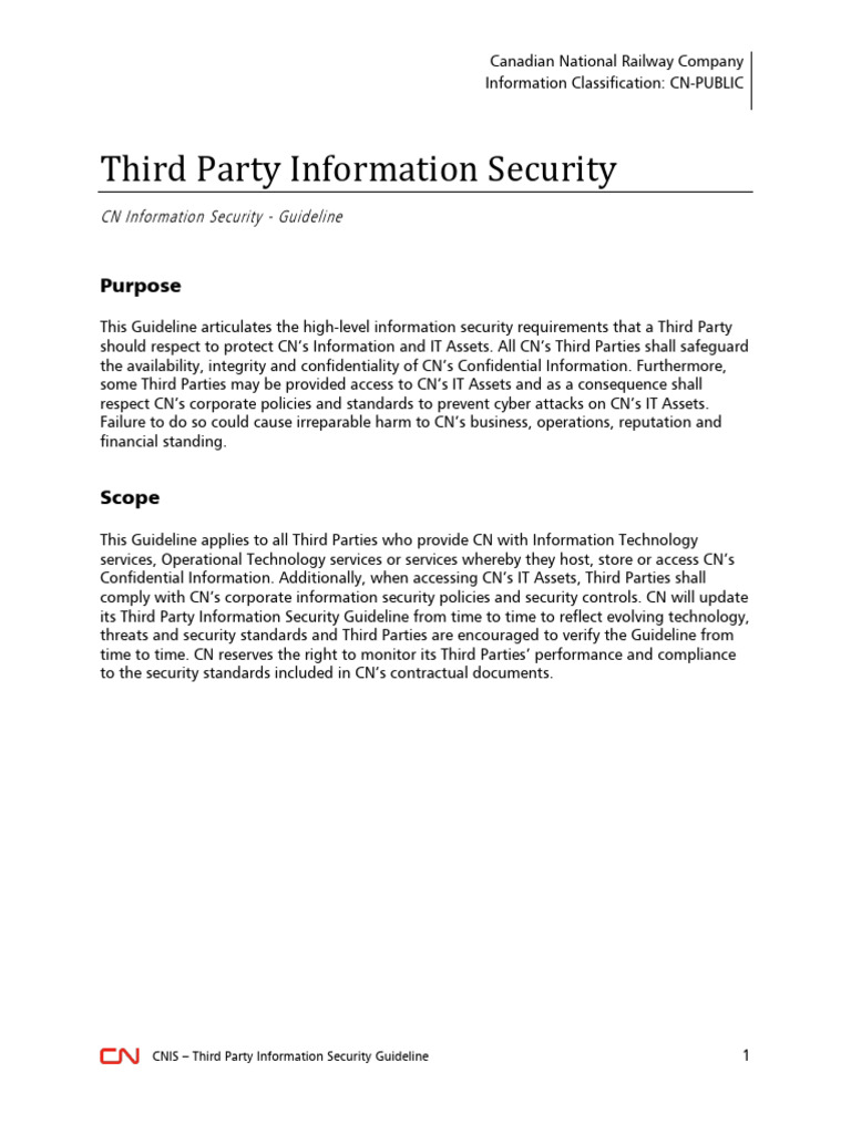 Third Party Information Security Guidelines | PDF | Information ...