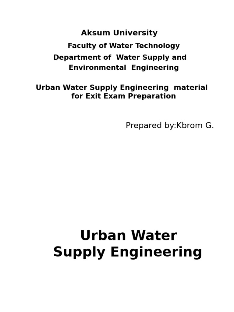 Urban Water Supply Eng. Material EE | PDF | Demand | Water Supply