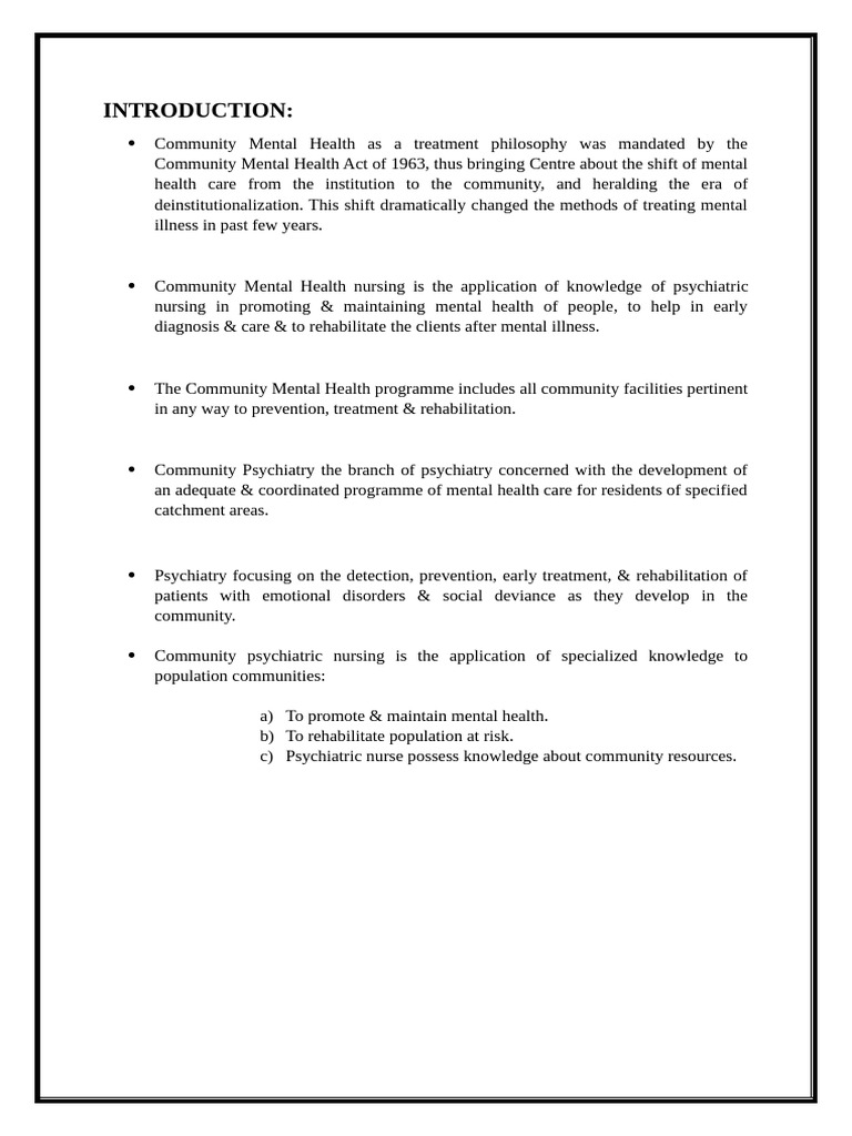 Community Psychiatry | PDF | Mental Health | Psychiatry
