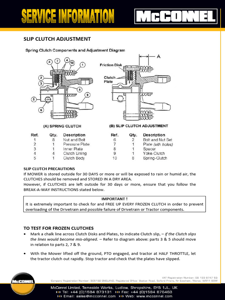 Slip Clutch Adjustment Guide | PDF | Clutch | Tractor
